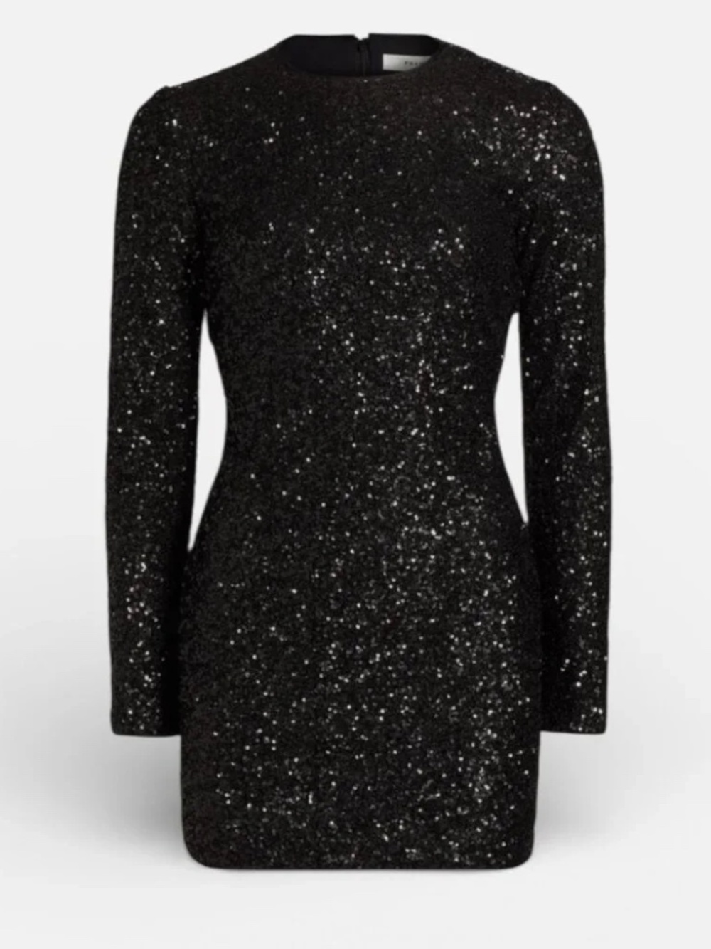 NWT Frame Sequin Mini Embellished Fitted Dress Black Long Sleeve Size S $798